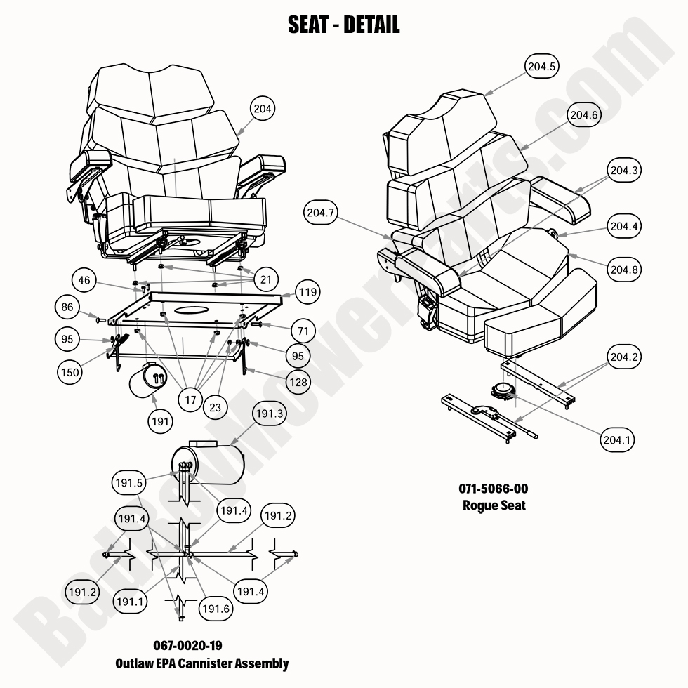 2324 - Bad Boy Mower Parts Lookup > 2020 > Rogue > Seat - Detail